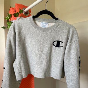light grey champion cropped sweatshirt